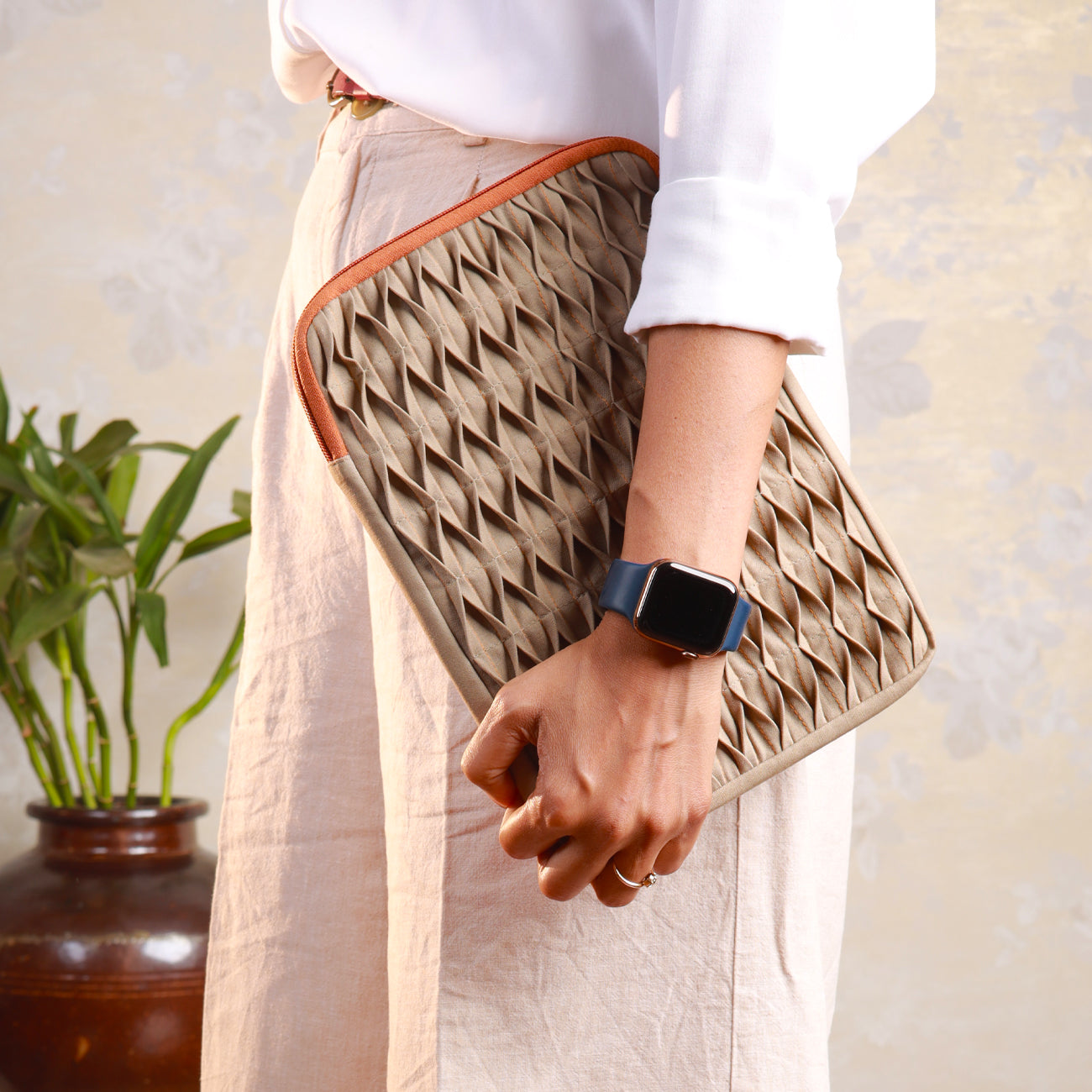 Sage Smocked Laptop Sleeve