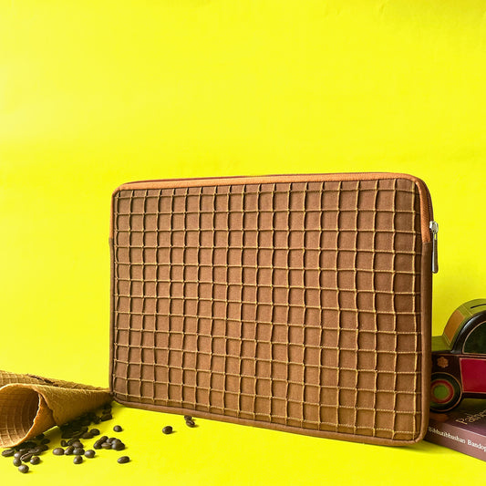Cocoa Waffle Laptop Sleeve | Handcrafted in India | Gulal