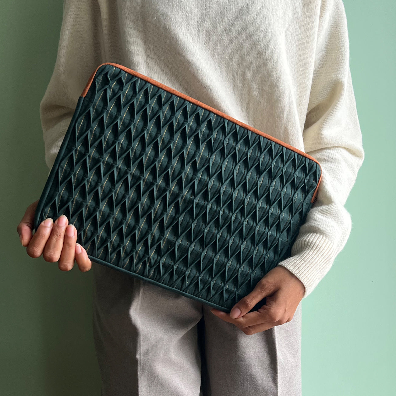 Emerald Smocked Laptop Sleeve