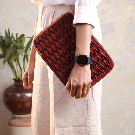 Burgundy Smocked Laptop Sleeve