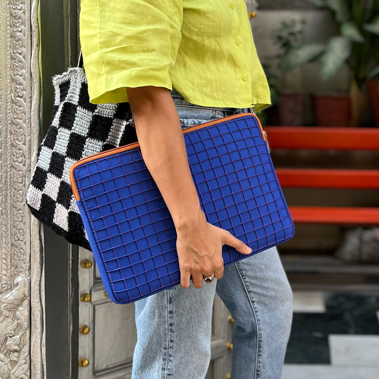 Blueberry Waffle Laptop Sleeve | Handcrafted in India | Gulal