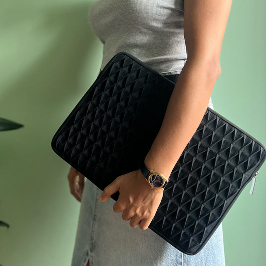 Ebony Smocked Laptop Sleeve