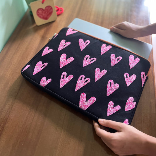 Fuchsia Hearts Laptop Sleeve