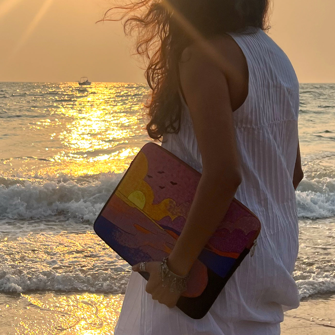The Golden Hour Laptop Sleeve | Artisanal  | Handcrafted in India | Gulal