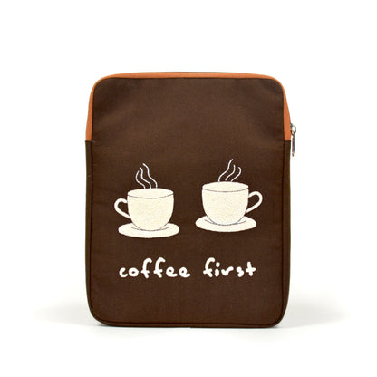 Coffee First Tablet Sleeve  | Handcrafted in India | Gulal