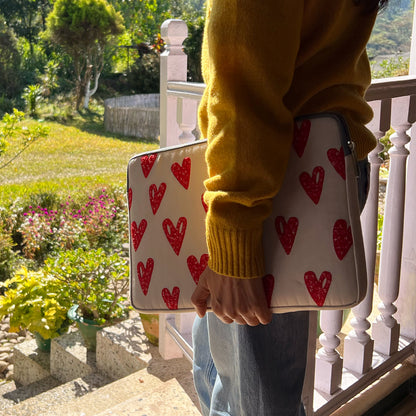 Little Hearts Laptop Sleeve | Handcrafted in India | Gulal